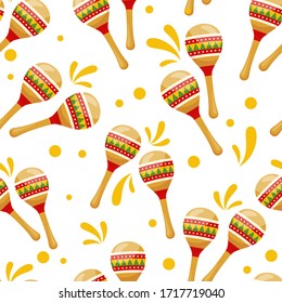 Seamless pattern of Mexican traditional maracas. Vector