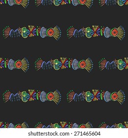 Seamless pattern with Mexico sign. Hand-drawn background. Vector illustration. Real watercolor drawing.