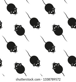 Seamless pattern with mice on a white background. Vector illustration