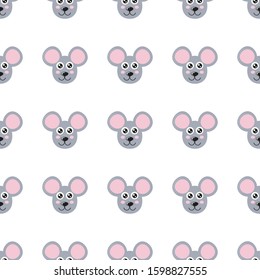 Seamless pattern with mice on white