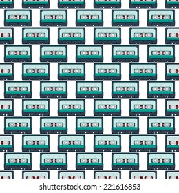 Seamless pattern of the micro cassette icons 