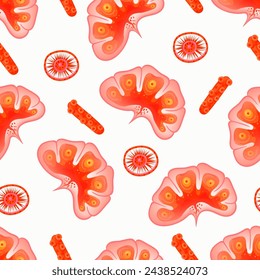 Seamless pattern with microbe and virus. Vector