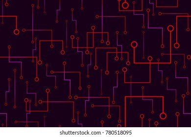 Seamless pattern of the microcontact board. Red and violet