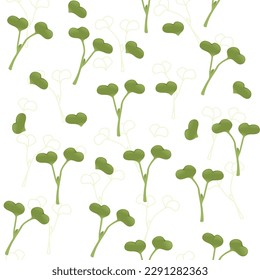 Seamless pattern microgreen superfood sprouts radish healthy nutrition vector illustration on white background