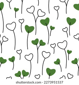 Seamless pattern of Microgreens. Vector illustrations Isolated on White Background.