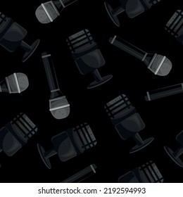 Seamless pattern with microphones.Music print.