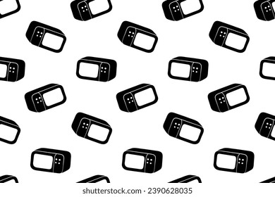 Seamless pattern with microwave oven silhouette vector