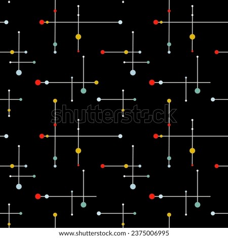 Seamless Pattern Mid Century Modern Starburst Retro Background Atomic Space Age Abstract Procreate Repeating Design 50s Digital Paper Print Fabric Textile Design Pattern Wrapping Paper Scrapbook