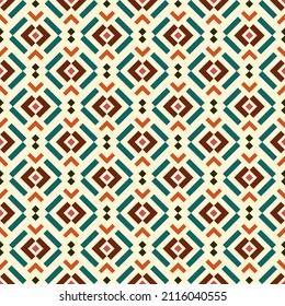 Seamless pattern in mid-century modern style. Retro wallpaper. Vector design with various elements.	