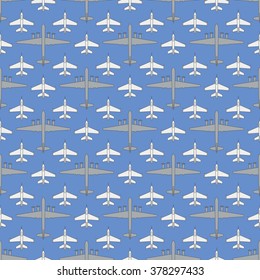 Seamless pattern with military airplanes. Can be used for graphic design, textile design or web design.