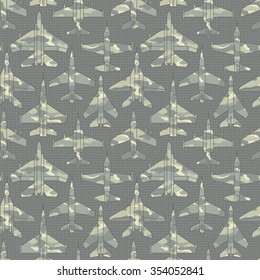 Seamless pattern with military airplanes number two can be used for graphic design, textile design or web design.