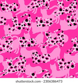 Seamless pattern with military cat.  Background for textile, fabric, stationery, clothes, accessories and other designs.