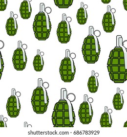 Seamless pattern of the military grenades