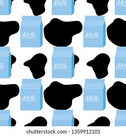 seamless pattern with milk and cow