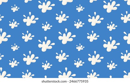 Seamless pattern with Milk. Dairy drops and splash.World milk day. 1 June. National dairy month. Vector illustration in flat hand drawn style