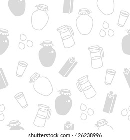 Seamless pattern with milk in different containers.
Easy to change color. Mask is used.