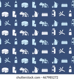 Seamless pattern with milk icons for your design