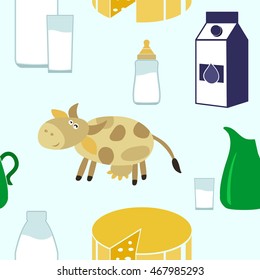 Seamless pattern with milk icons for your design