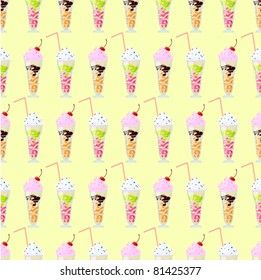Seamless pattern with milkshakes. Vector illustration