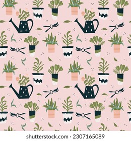 seamless pattern with a mini garden