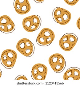 Seamless pattern with mini pretzels on an isolated background.