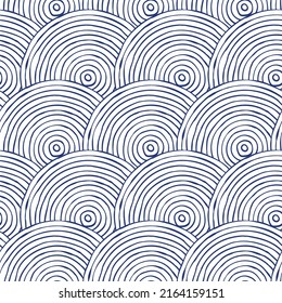 seamless pattern minimal blue line circle, wallpaper background, design for fashion, fabric, vector illustration