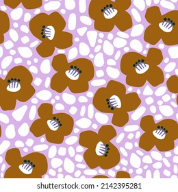 Nahtloses Muster mit minimalen Blumen. Trendfarbene Blumenstruktur. Vektorgrafik