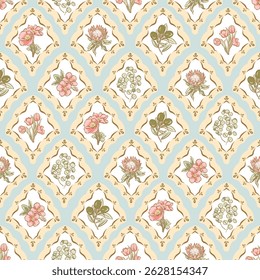 Seamless pattern minimal style of flowers and leaves, design for fabric, paper, and so on. The EPS file is vector and can be edited for shape, layout, and color.