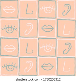seamless pattern, minimalism parts of a face