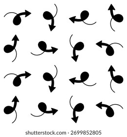 Patrón sin fisuras de iconos de flecha minimalista. Icono de flecha Doodle sin patrón.