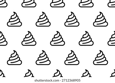 Patrón sin fisuras de los iconos minimalistas de la caca en blanco y negro de fondo