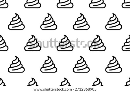 Seamless Pattern of Minimalist Black and White Poop Icons Background