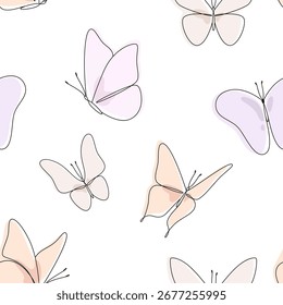 Patrón sin fisuras con mariposas minimalistas. Vector.