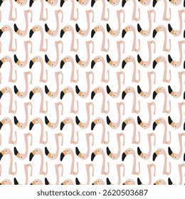 Seamless Pattern of Minimalist Flamingos on Light Background
