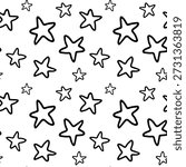 Seamless pattern with minimalist hand drawn stars and night sky
