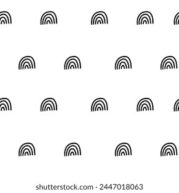 Patrón sin fisuras de arcos de arco iris minimalistas, Ilustración vectorial, ideal para aplicaciones de diseño moderno, aislado en blanco.