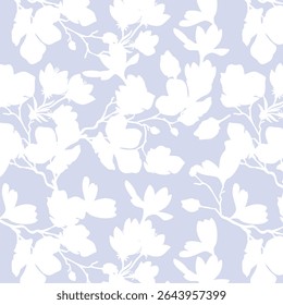 Seamless pattern of minimalist silhouette flower two-tone with plain background. Modern floral pattern, Vintage floral background, Pattern for design wallpaper, Gift wrap paper and fashion prints.
