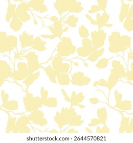 Padrão contínuo de flor de silhueta minimalista de dois tons com fundo plano. Padrão floral moderno, fundo floral vintage, padrão para papel de parede de design, papel de embrulho de presente e impressões de moda.
