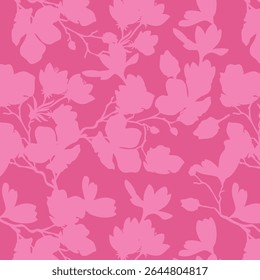 Seamless pattern of minimalist silhouette flower two-tone with plain background. Modern floral pattern, Vintage floral background, Pattern for design wallpaper, Gift wrap paper and fashion prints.
