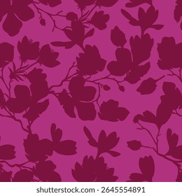 Seamless pattern of minimalist silhouette flower two-tone with plain background. Modern floral pattern, Vintage floral background, Pattern for design wallpaper, Gift wrap paper and fashion prints.
