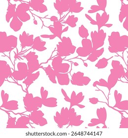 Padrão contínuo de flor de silhueta minimalista de dois tons com fundo plano. Padrão floral moderno, fundo floral vintage, padrão para papel de parede de design, papel de embrulho de presente e impressões de moda.
