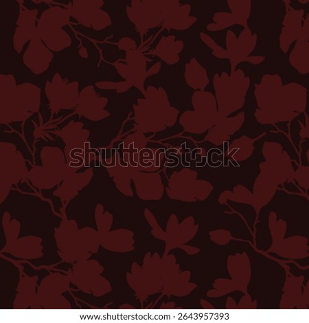 Seamless pattern of minimalist silhouette flower two-tone with plain background. Modern floral pattern, Vintage floral background, Pattern for design wallpaper, Gift wrap paper and fashion prints.
