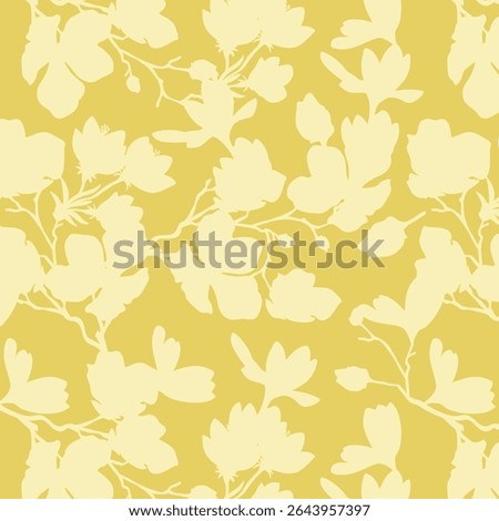 Seamless pattern of minimalist silhouette flower two-tone with plain background. Modern floral pattern, Vintage floral background, Pattern for design wallpaper, Gift wrap paper and fashion prints.
