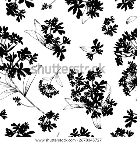 Seamless pattern of minimalist silhouette flower two-tone with red background. Modern floral pattern, Vintage floral background, Pattern for design wallpaper, Gift wrap paper and fashion prints.
