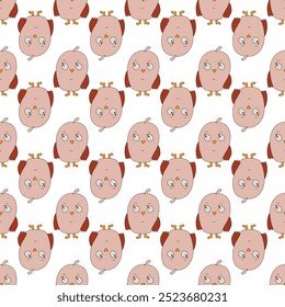 Seamless pattern in minimalist style with cute cartoon elements. Vector illustration. 