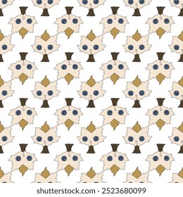 Seamless pattern in minimalist style with fall leaves. Vector illustration. 
