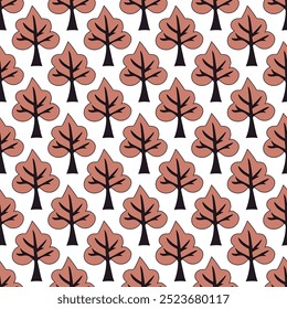 Seamless pattern in minimalist style with fall leaves. Vector illustration. 