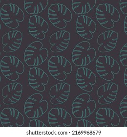 Seamless pattern in a minimalist style featuring exotic monstera leaves in muted trendy shades.