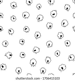 
seamless pattern minimalistic animal sheep characters
