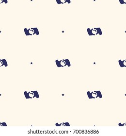 Seamless pattern minimalistic background with stylized photo camera, vector illustration